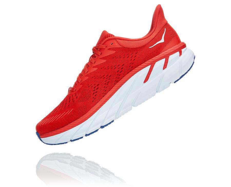 Hoka One One Tenisky Panske Červené/Biele - Clifton 7 - 13547-XJUV